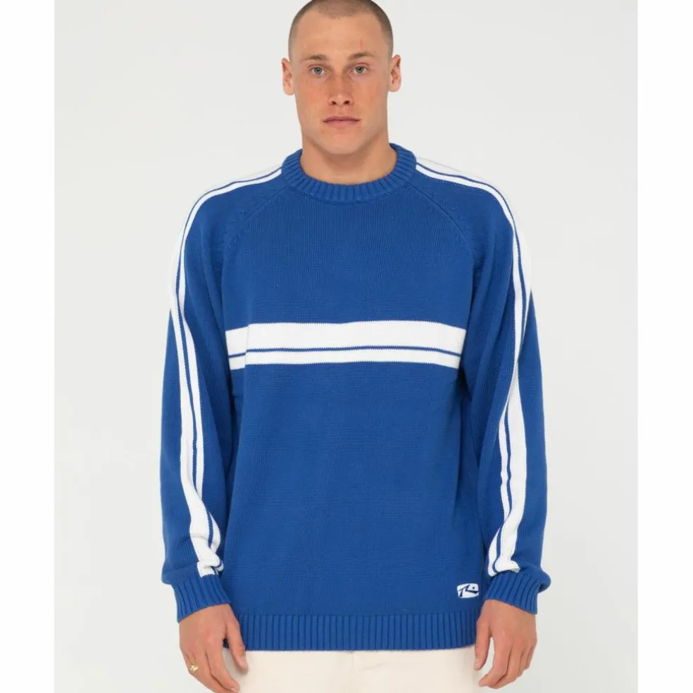 RUSTY · White LINES KNIT SWEATER